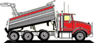 A vector image of a red construction truck