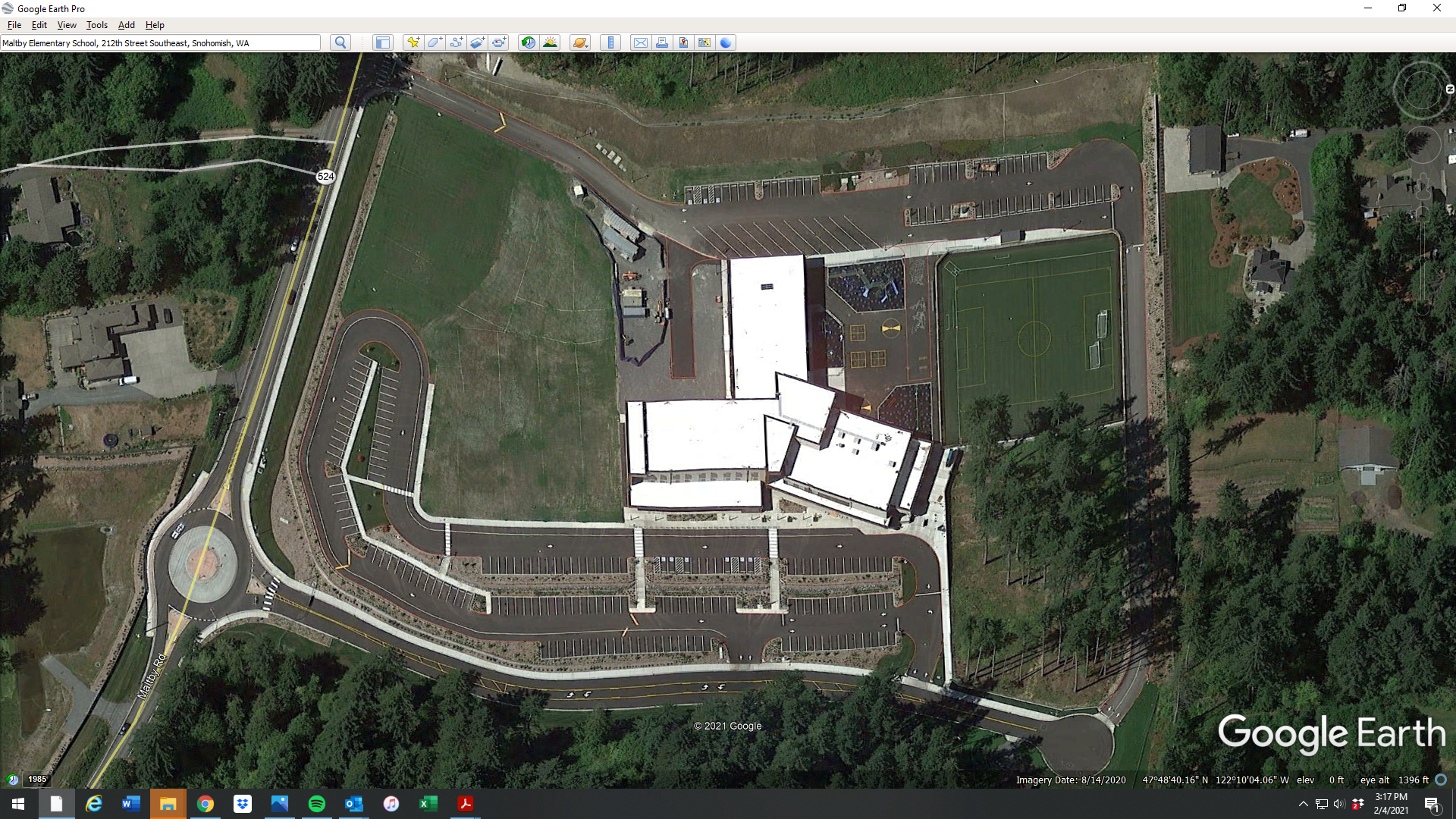 Aerial Shot Of Building And Parking Area — Northshore Paving Inc. — Woodinville, WA